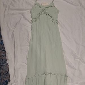 Chic Light Green Ruffle Maxi Dress